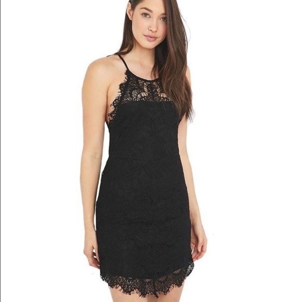Free People She's Got it Black lace mini dress sleeveless backless sexy - Picture 15 of 16